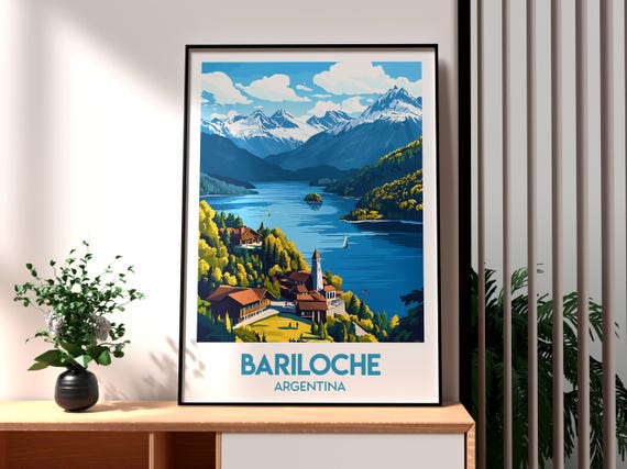 Bariloche Travel Print Argentina Wall Art South America Poster Gift For Traveller Mountains
