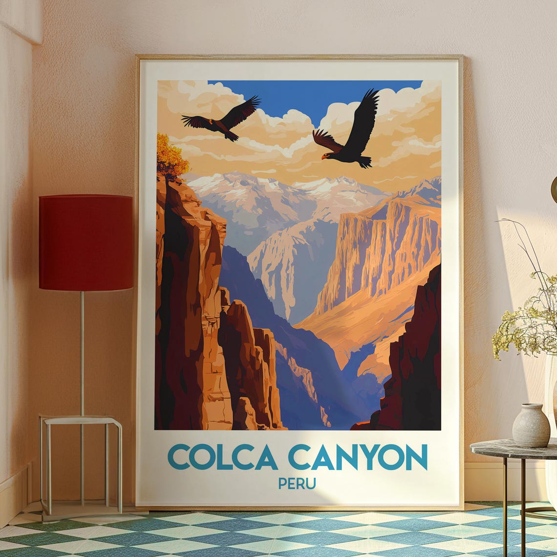 Colca Canyon Peru Condor Canyon Cliffs Sunrise Travel Poster - Image 2