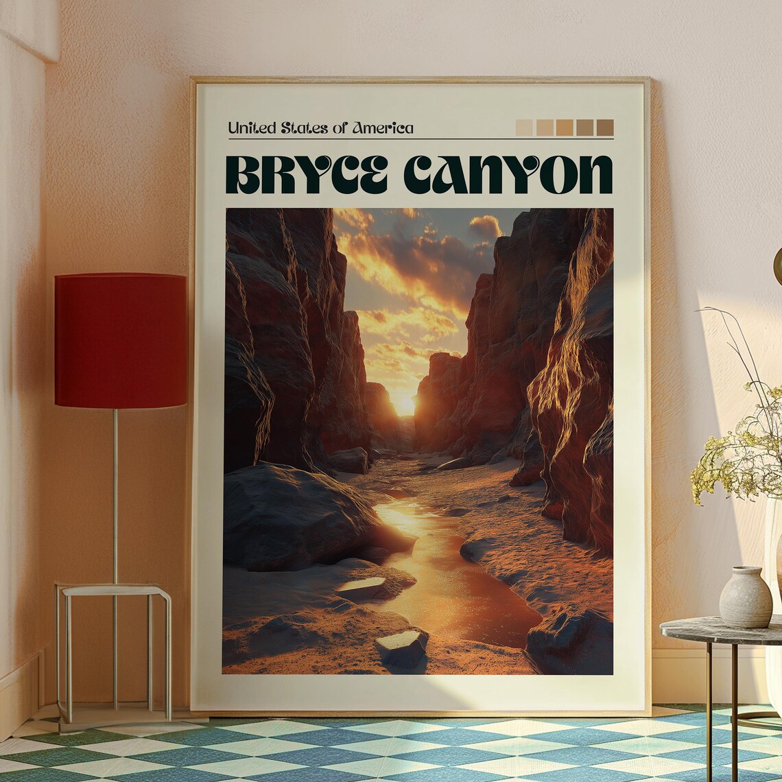 Bryce Canyon Utah Slot Canyon Sunset Desert Glow Vintage Travel Poster - Image 2