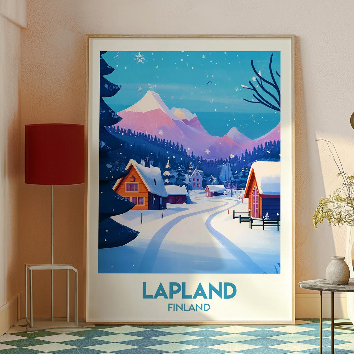Lapland Finland Snowy Village Winter Wonderland Travel Poster - Image 2