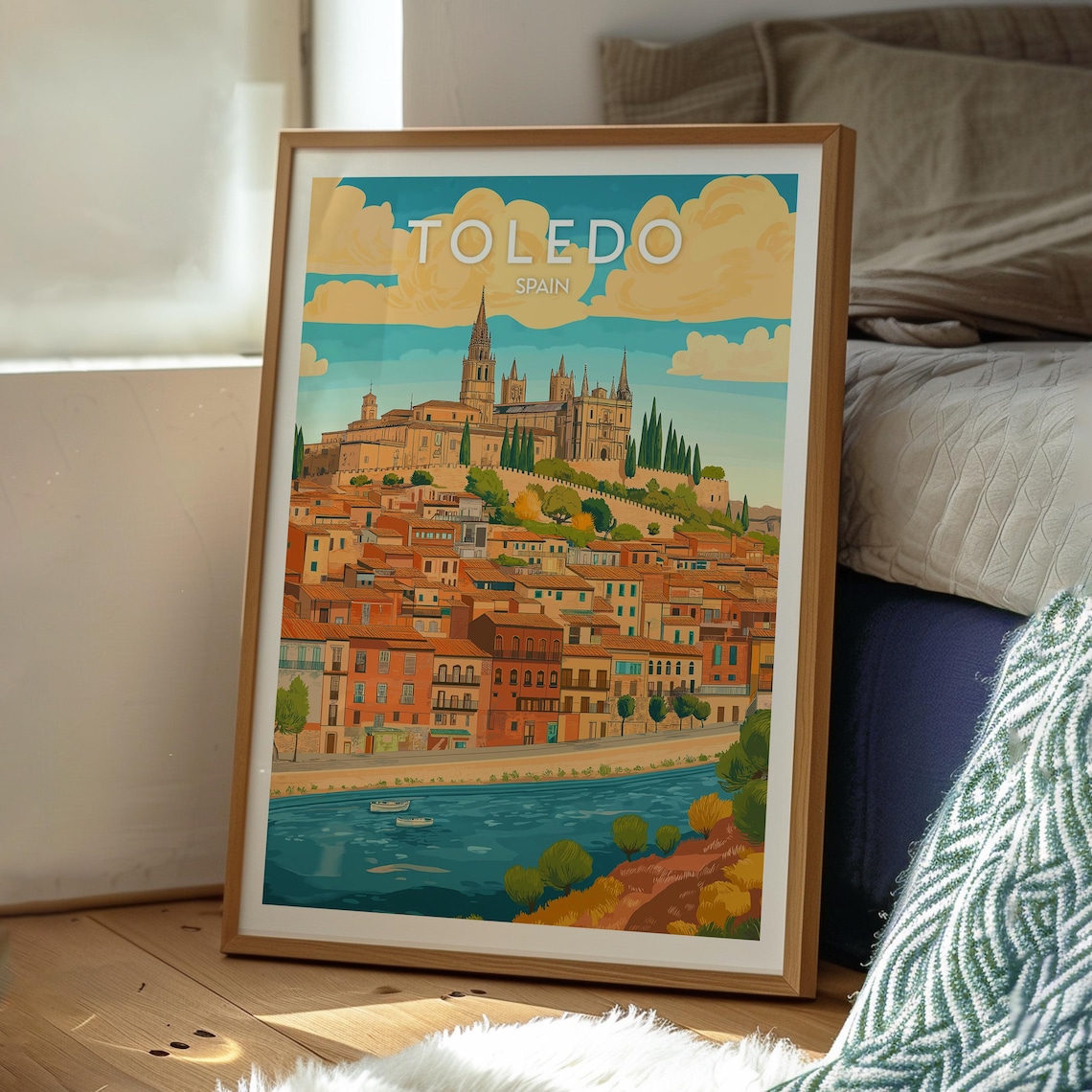 Toledo Spain Hilltop Cathedral Old City River Valley Travel Poster - Image 3
