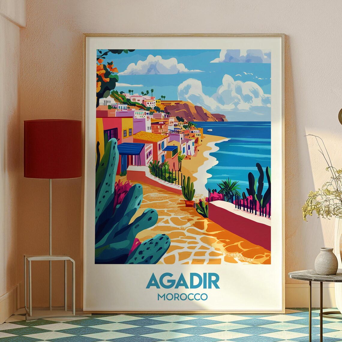 Agadir Travel Poster, Morocco City and Atlas Mountains - Image 2
