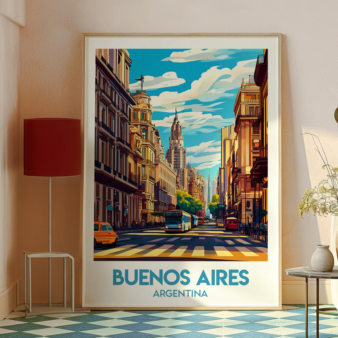 Buenos Aires Argentina City Avenue Historic Buildings Travel Poster - Image 2