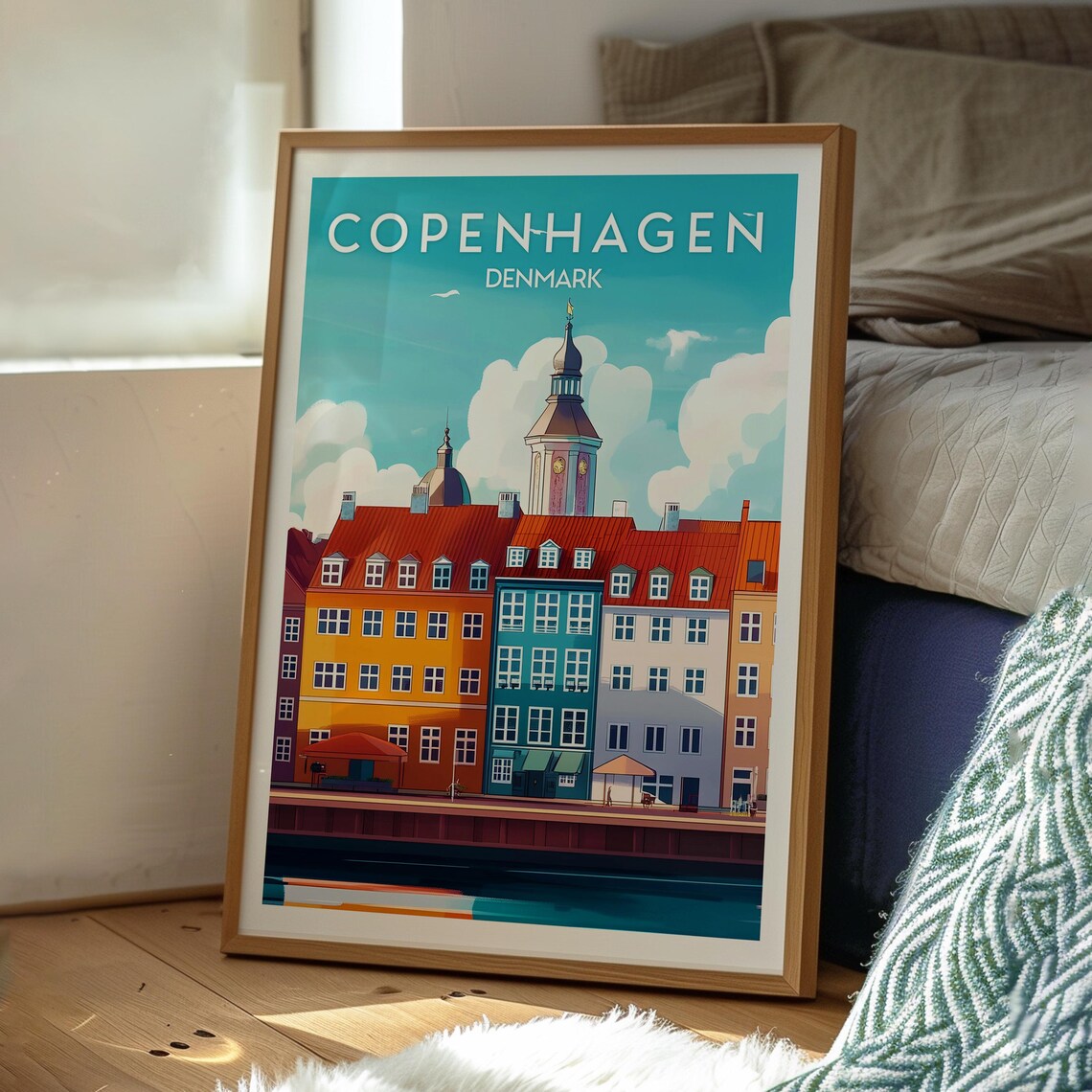 Copenhagen Denmark Nyhavn Colorful Harbor Houses Waterfront Travel Poster - Image 3