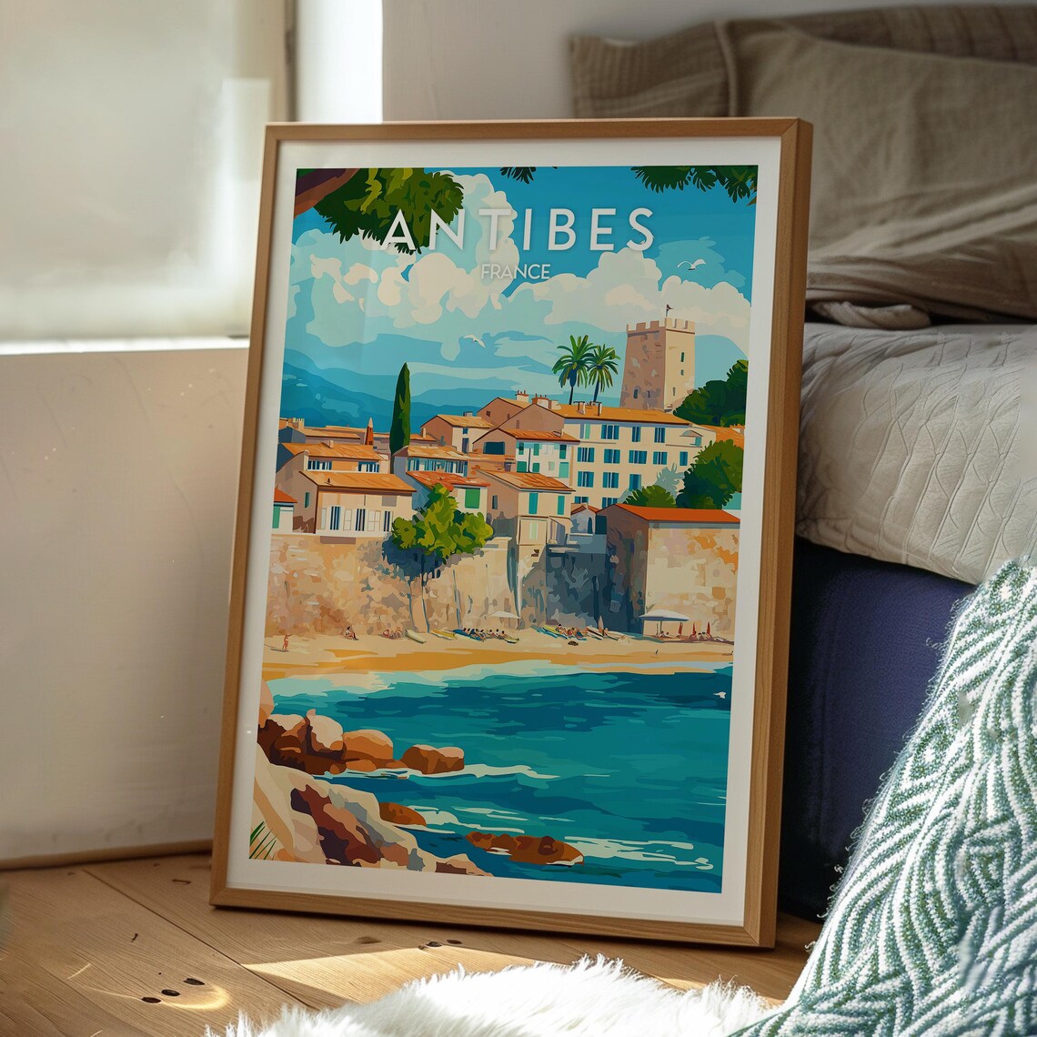 Antibes France French Riviera Old Town Coastal Retro Travel Poster - Image 3
