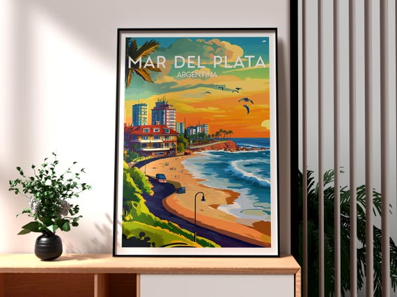 Mar Del Plata Travel Print Argentina Wall Art Poster Gift For Traveller