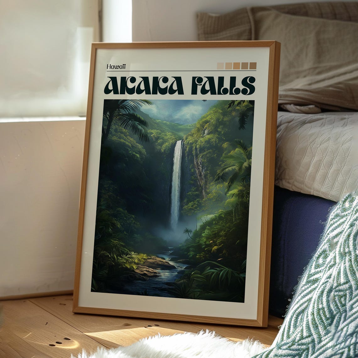 Akaka Falls Hawaii Waterfall Rainforest Big Island Travel Art Poster - Image 3