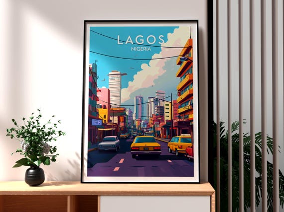 Lagos Poster Nigeria Print Travel Wall Art Africa African Wildlife City