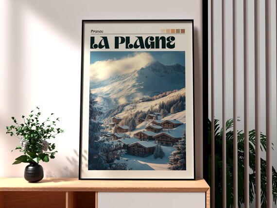 La Plagne France Alpine Ski Resort Snow Covered Chalets Poster