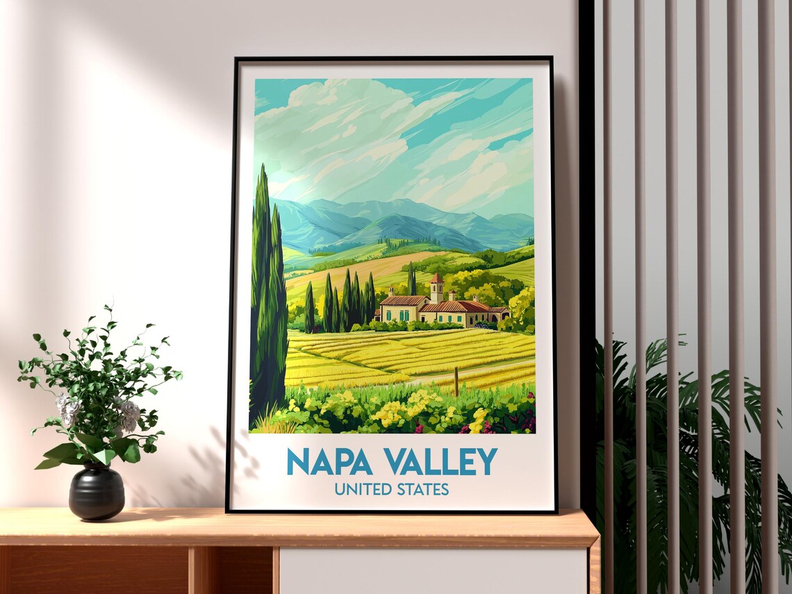 Napa Valley United States Vineyard Rows Cypress Hills Poster