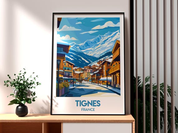 Tignes Print Mount Blanc Wall Art The Alpes Travel France Skiing Poster French Alps Ski