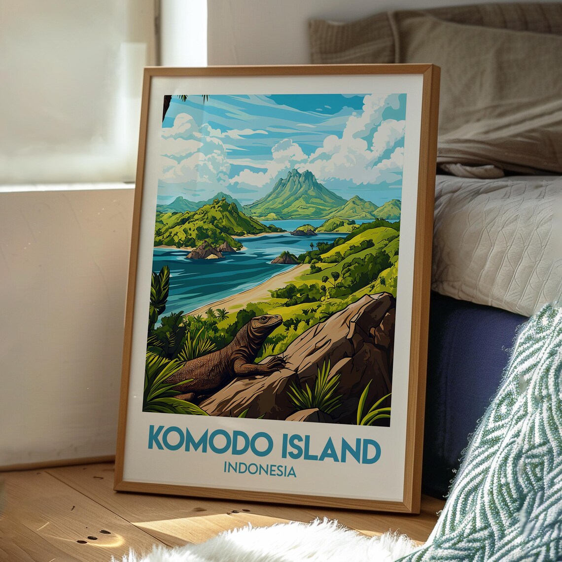 Komodo Island Indonesia Komodo Dragon Island Coast Travel Poster - Image 3