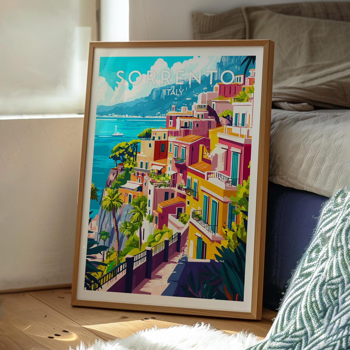 Sorrento Italy Colorful Cliffside Town Amalfi Coast Style Poster - Image 3