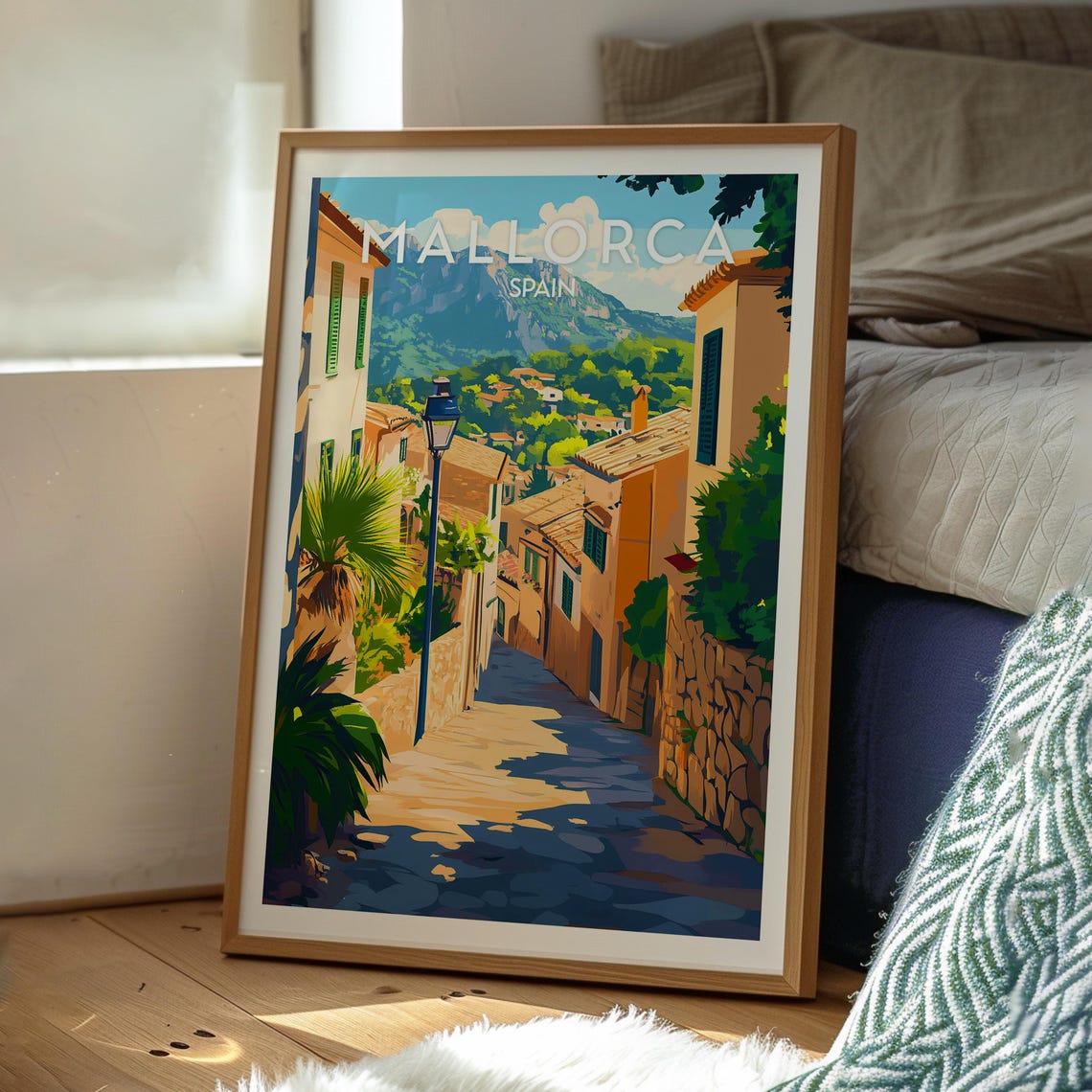Mallorca Spain Old Town Mountain Lane Stone Street Travel Poster - Image 3
