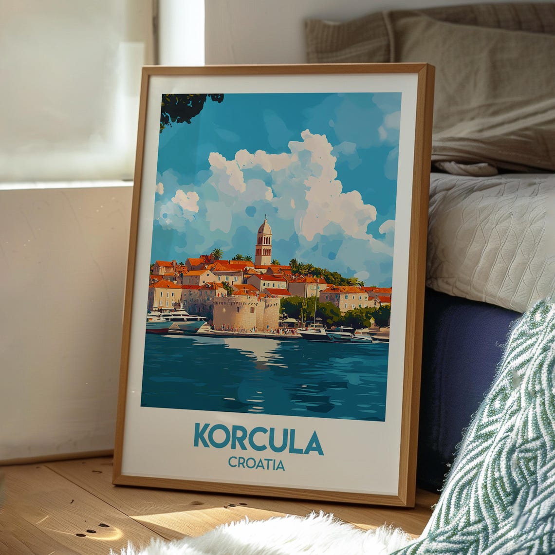 Korcula Croatia Island Old Town Harbor Adriatic Travel Poster - Image 3