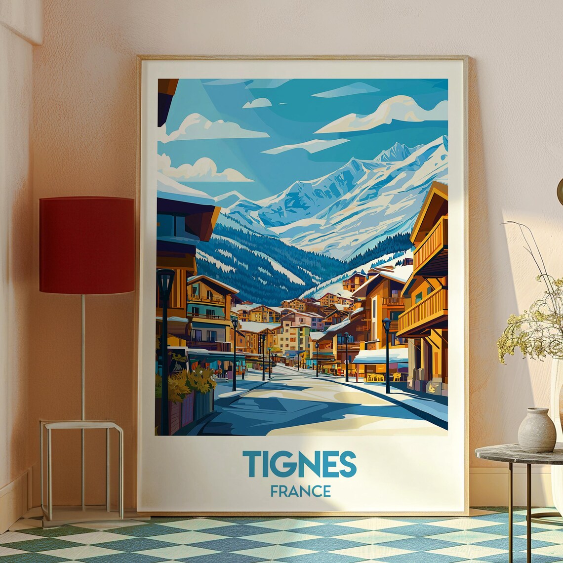 Tignes France Snowy Mountain Village Winter Ski Travel Poster - Image 2