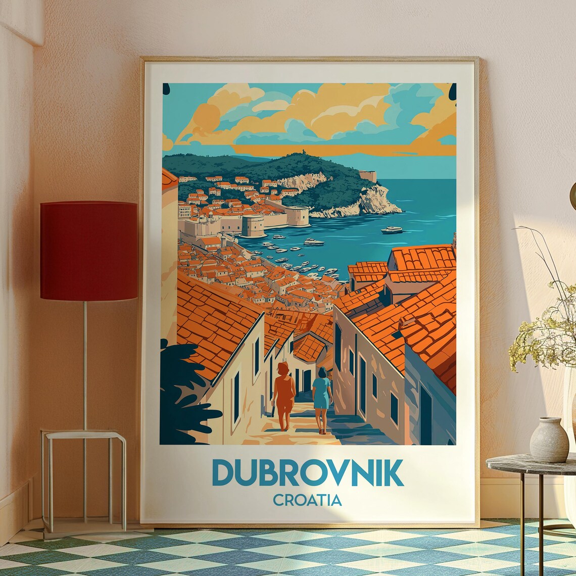 Dubrovnik Croatia Old Town Harbor Adriatic Coast Travel Poster - Image 2