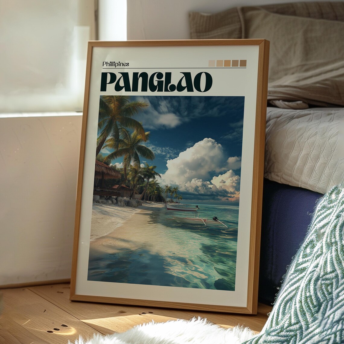Panglao Philippines Tropical Beach Palms Turquoise Water Travel Poster - Image 3