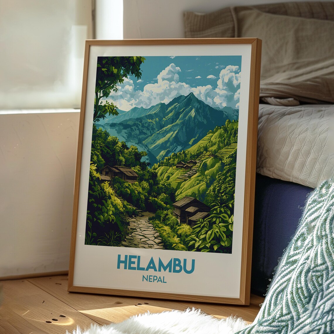 Helambu Nepal Green Valley Stone Trail Village Himalaya Travel Poster - Image 3
