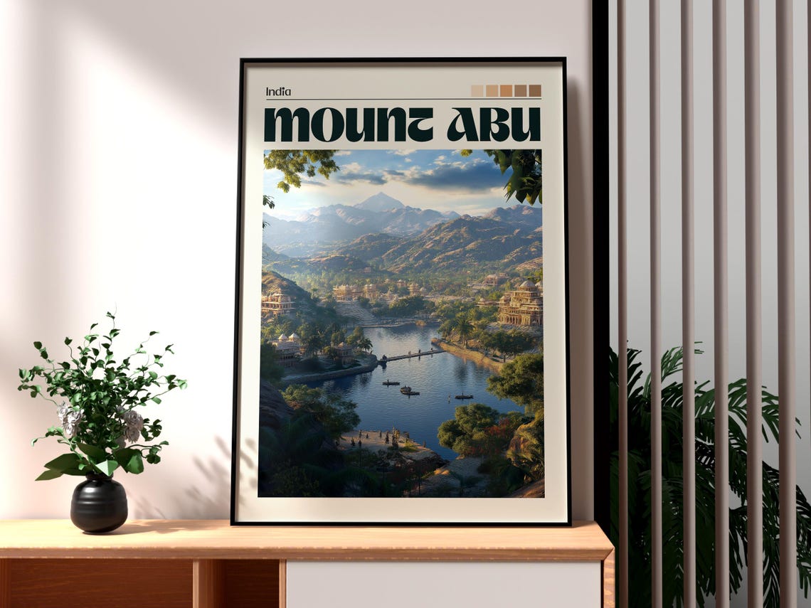Mount Abu India Nakki Lake Hills Palaces Scenic Travel Poster