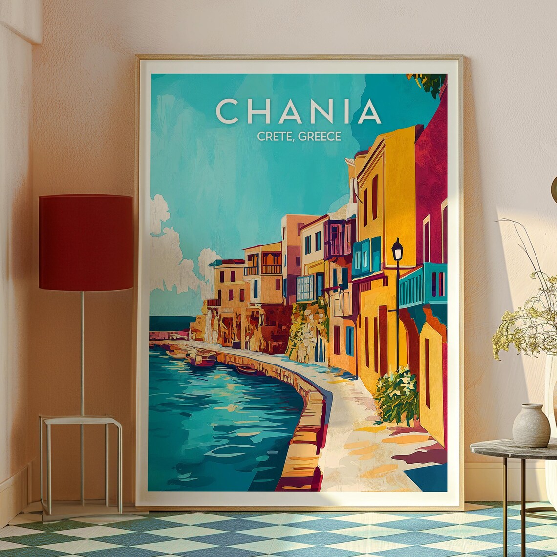 Chania Crete Greece Waterfront Harbour Old Town Seaside Travel Poster - Image 2