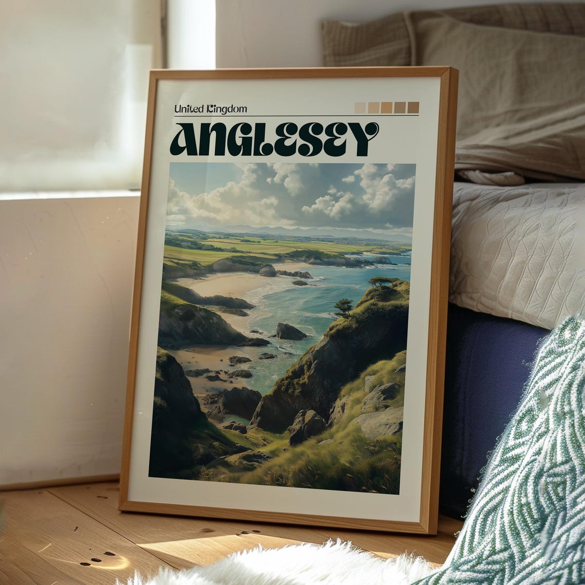 Anglesey Wales Rugged Coastal Cliffs Seaside Vintage Travel Poster - Image 3