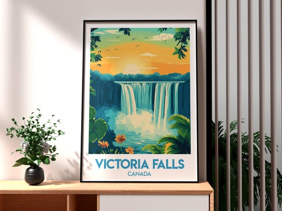 Victoria Falls Print Zimbabwe Wall Art Poster Africa Travel Zambia