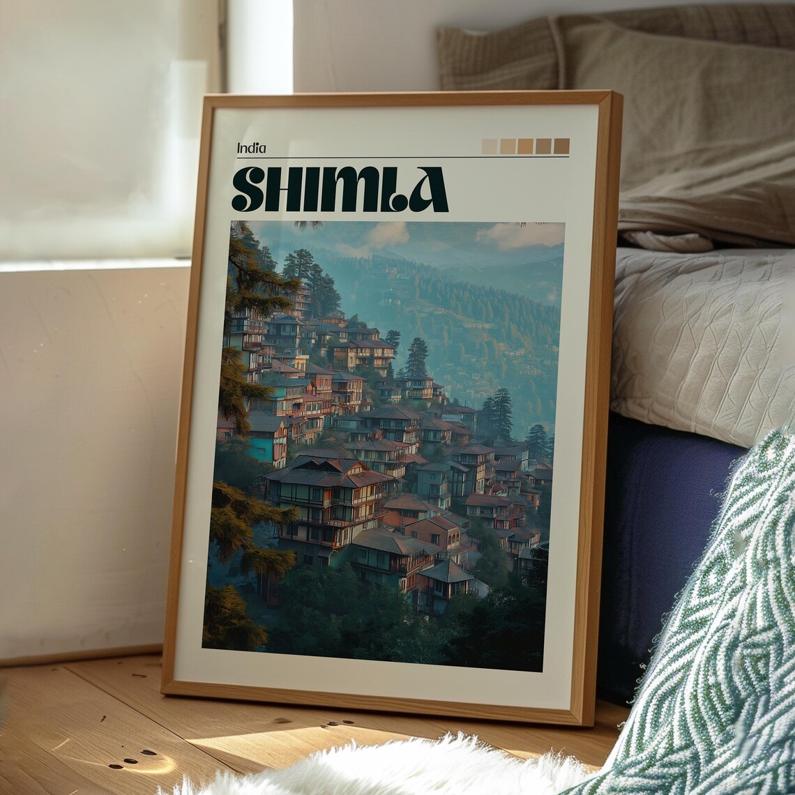 Shimla India Himalayan Hill Town Colonial Houses Misty Mountain Poster - Image 3
