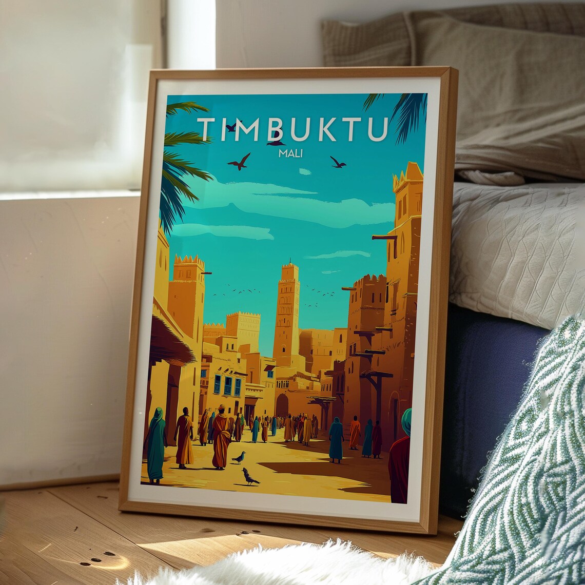 Timbuktu Mali Sahara Desert Market Street Vintage Travel Poster - Image 3
