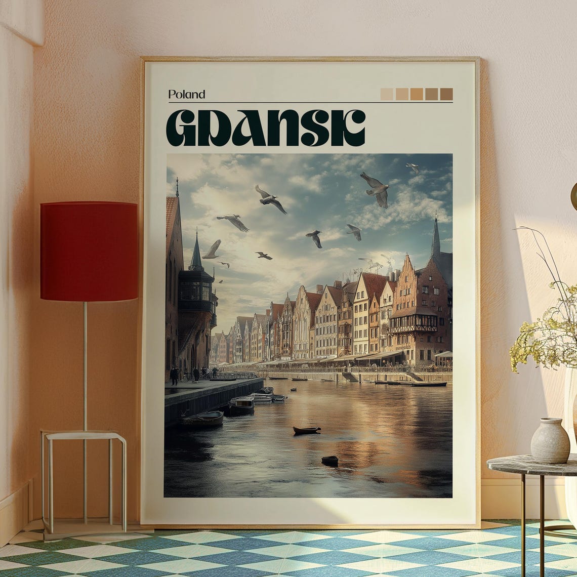 Gdansk Poland Riverside With Historic Merchant Houses Travel Poster - Image 2