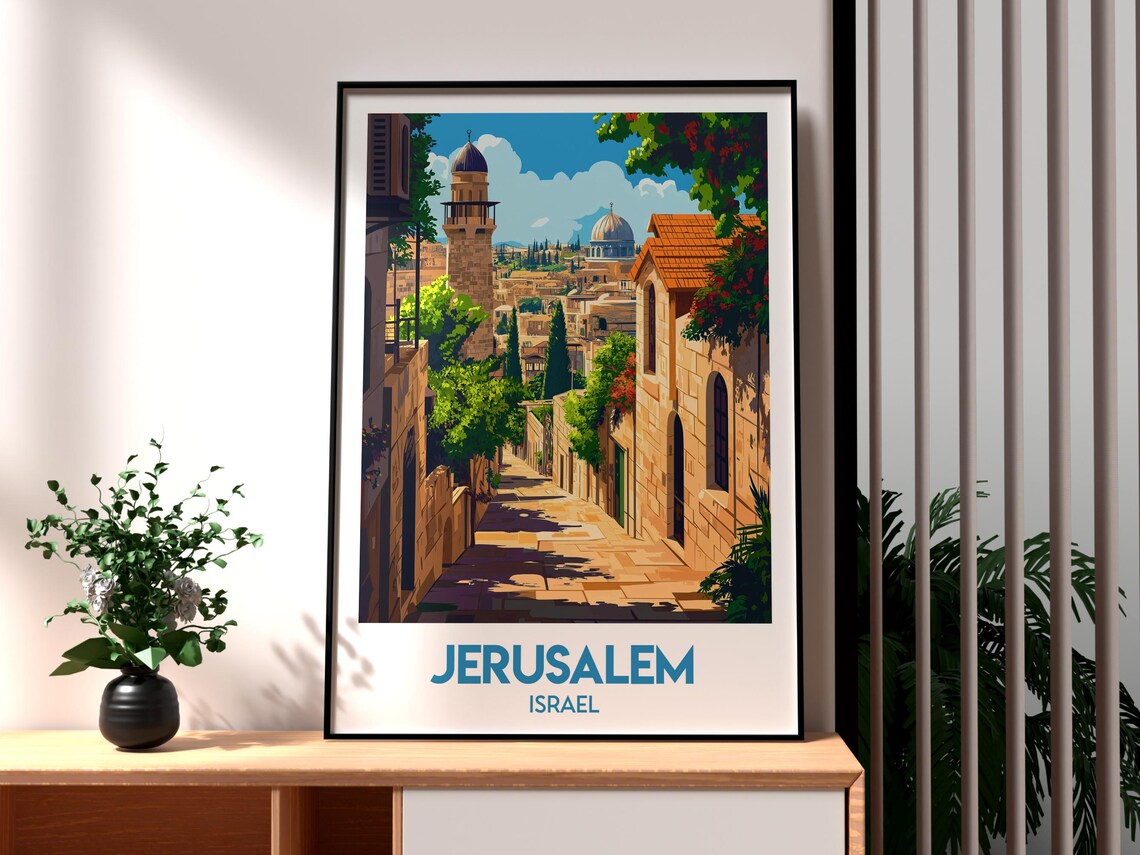 Jerusalem Israel Historic Old City Stone Street Dome Skyline Poster