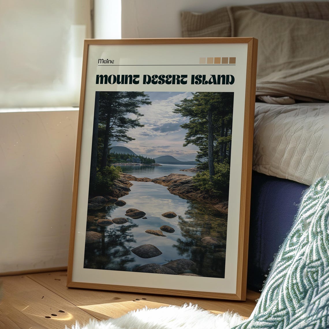 Mount Desert Island Maine Rocky Coast Pines Seascape Travel Poster - Image 3