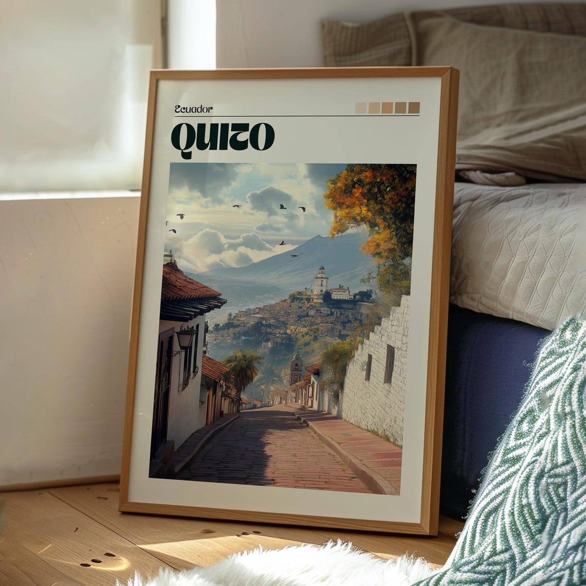 Quito Ecuador Andes Cobblestone Lane Old Town Retro Travel Poster - Image 3