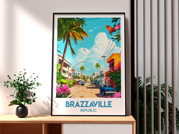 Brazzaville Travel Print Republic Of The Congo Wall Art Poster Africa City