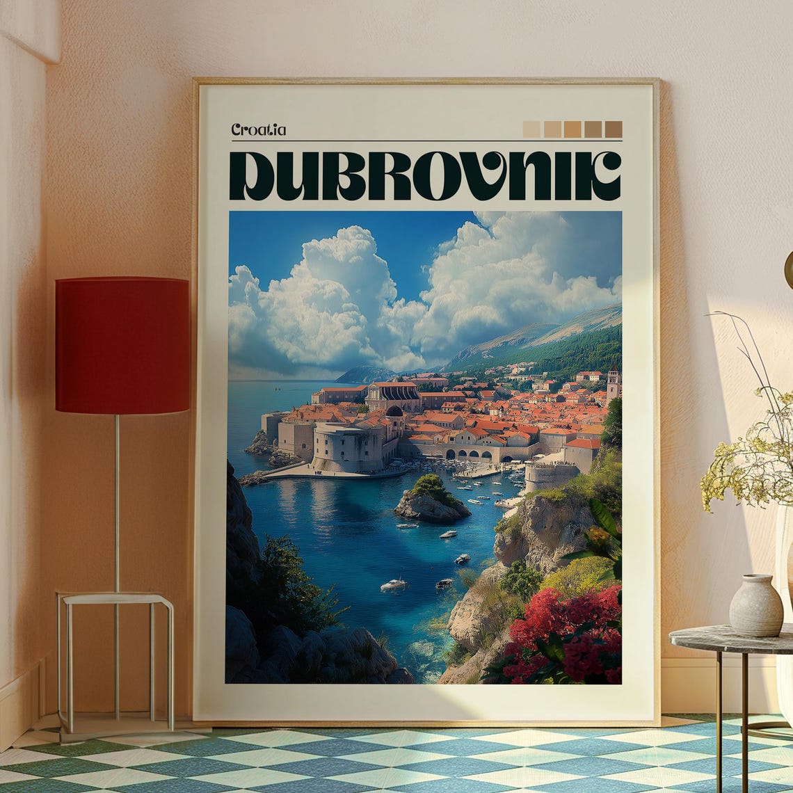 Dubrovnik Croatia Old Town Red Roofs Adriatic Coast Travel Poster - Image 2