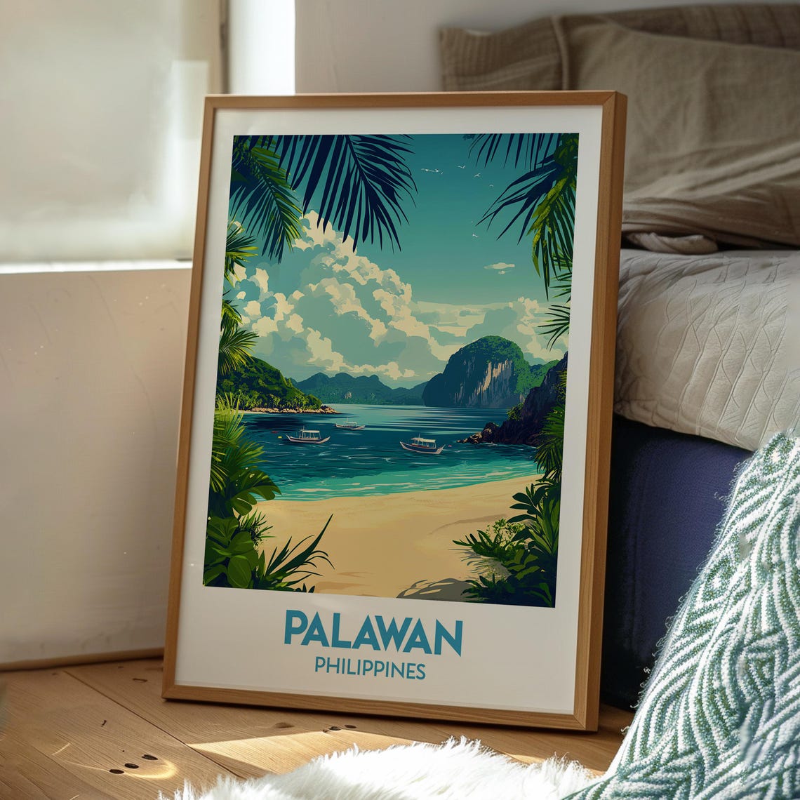 Palawan Philippines Tropical Beach Lagoon Island Travel Poster - Image 3
