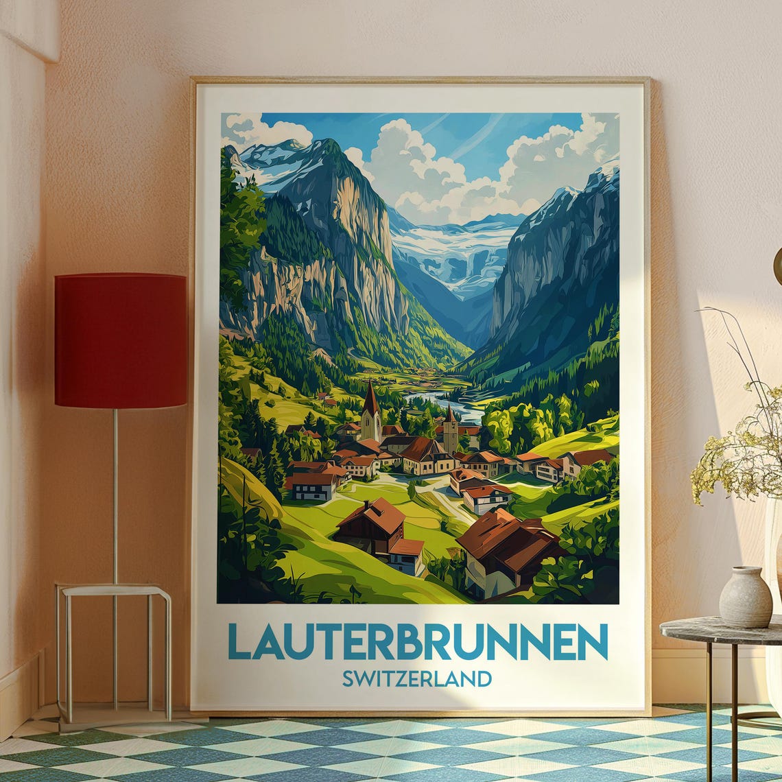 Lauterbrunnen Switzerland Alpine Valley Cliffs Village Chalets Poster - Image 2