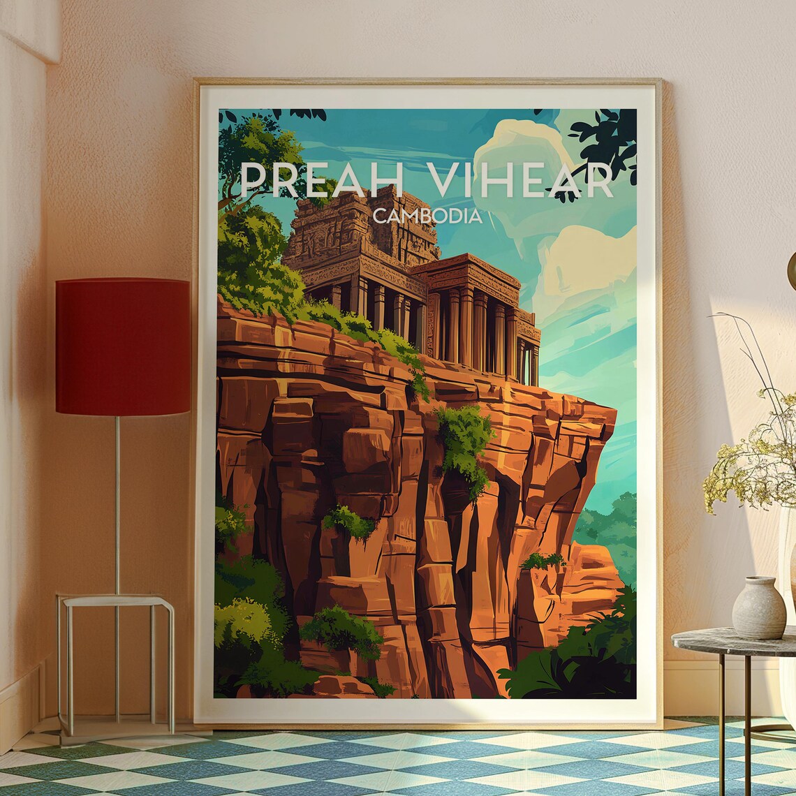 Preah Vihear Cambodia Ancient Cliff Temple Ruins Travel Poster - Image 2