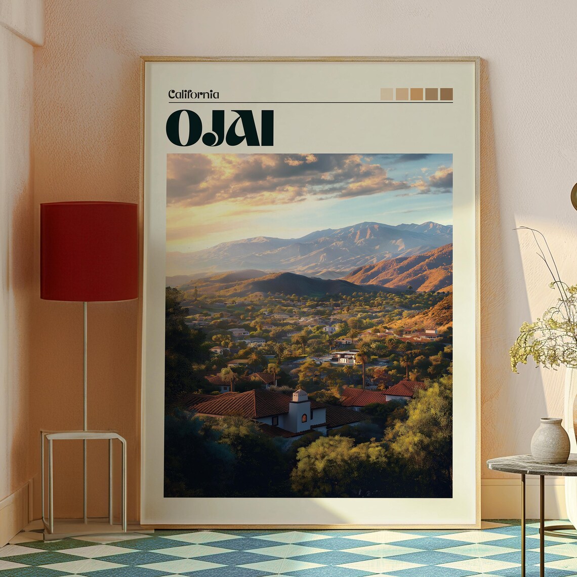 Ojai California Valley Sunset Mission Town Mountain Travel Poster - Image 2