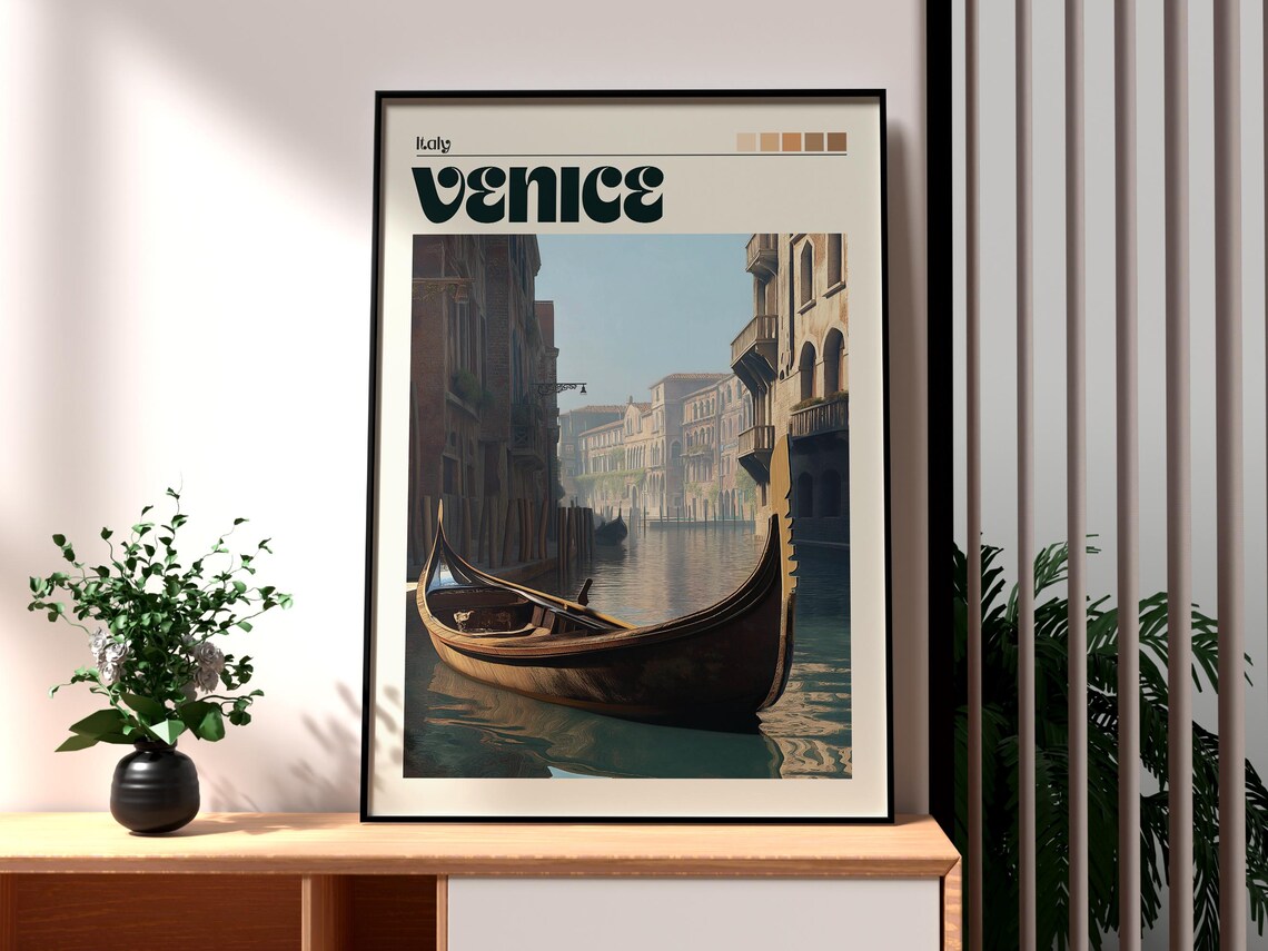 Venice Italy Gondola Canal Historic Buildings Romantic Art Poster