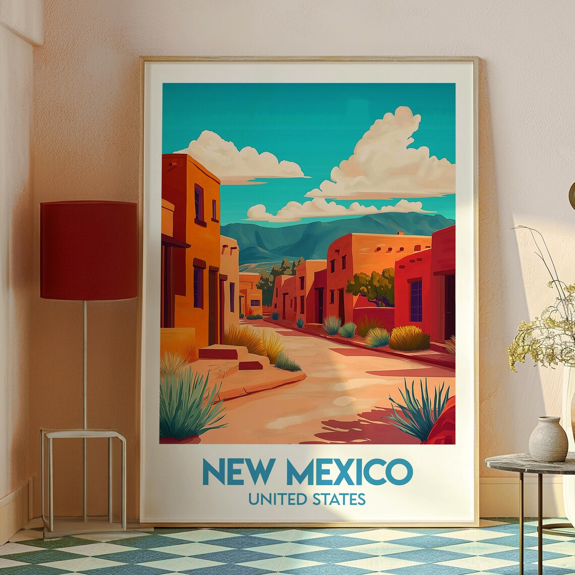 New Mexico United States Adobe Street Desert Mountains Poster - Image 2