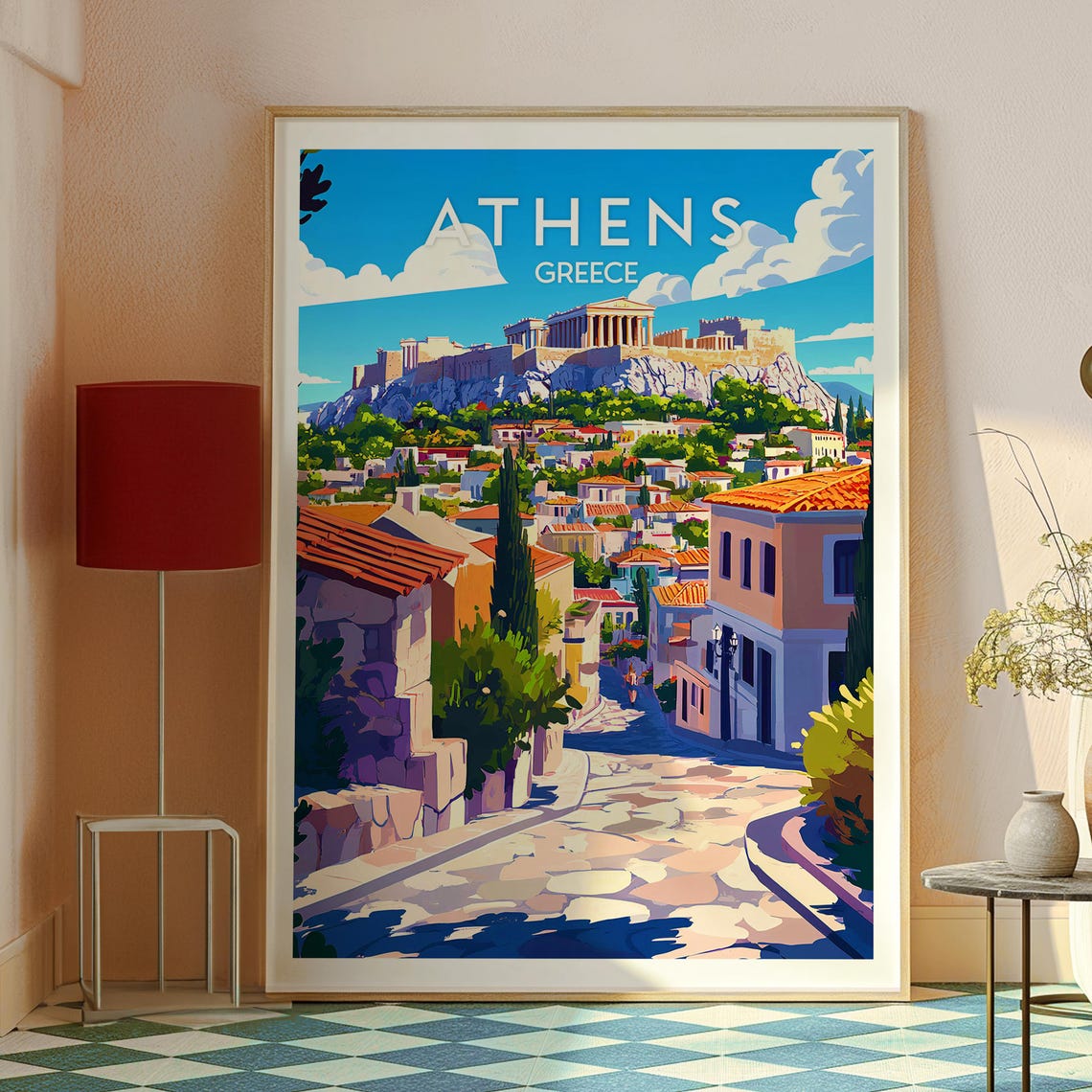 Athens Greece Acropolis Ancient Ruins Old Town Travel Poster - Image 2