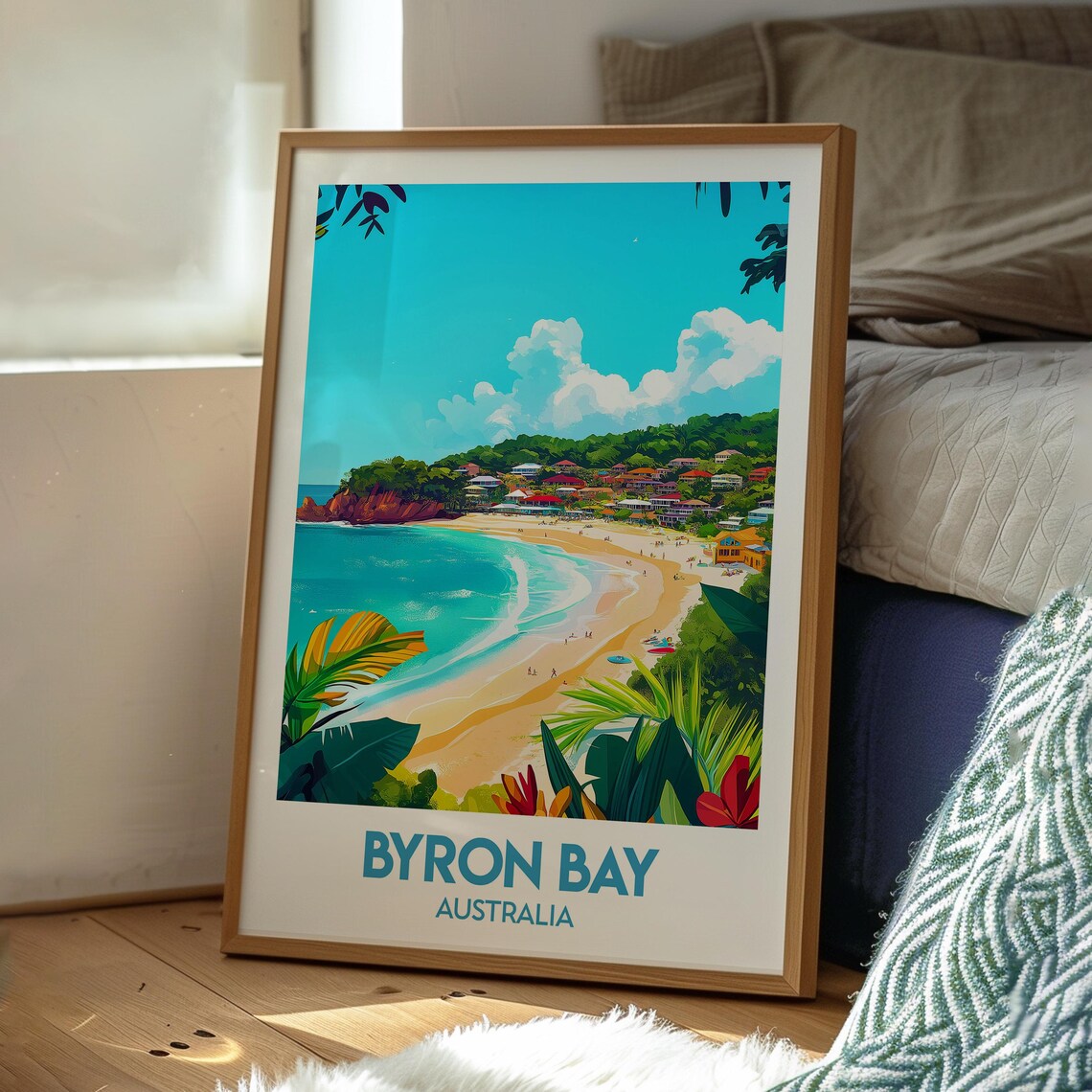 Byron Bay Australia Tropical Beach Cove Surf Coast Travel Poster - Image 3