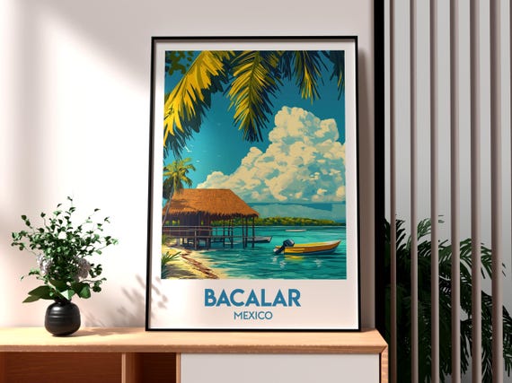 Bacalar Print Mexico Wall Art Beach Poster Travel Lake