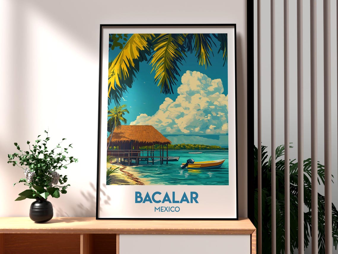 Bacalar Print Mexico Wall Art Beach Poster Travel Lake