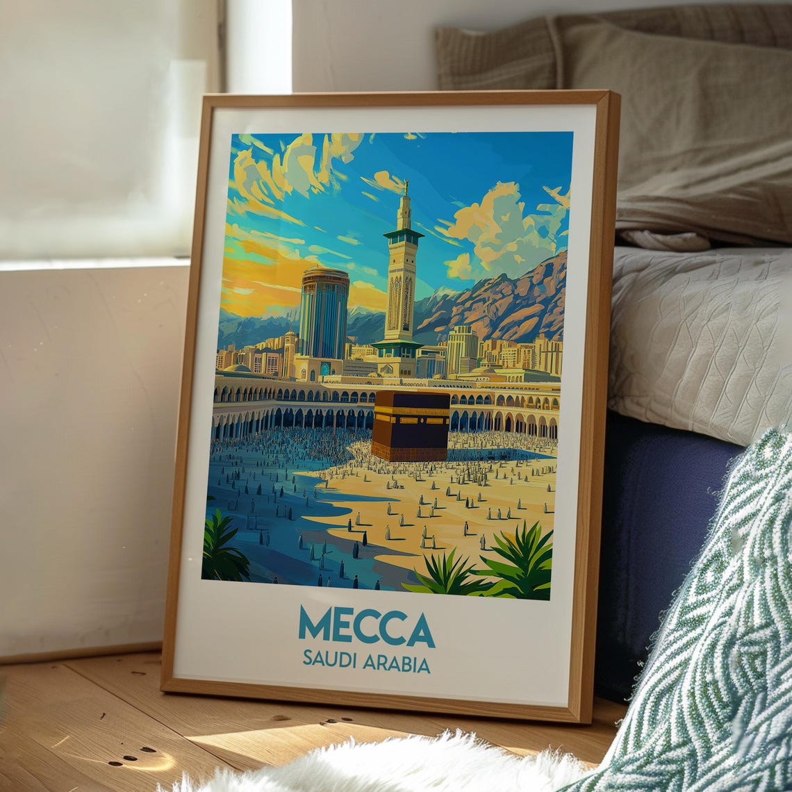Mecca Saudi Arabia Kaaba Grand Mosque Pilgrimage Travel Poster - Image 3