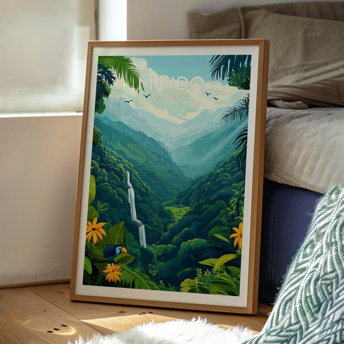 Mindo Ecuador Lush Cloud Forest Waterfall Tropical Travel Poster - Image 3