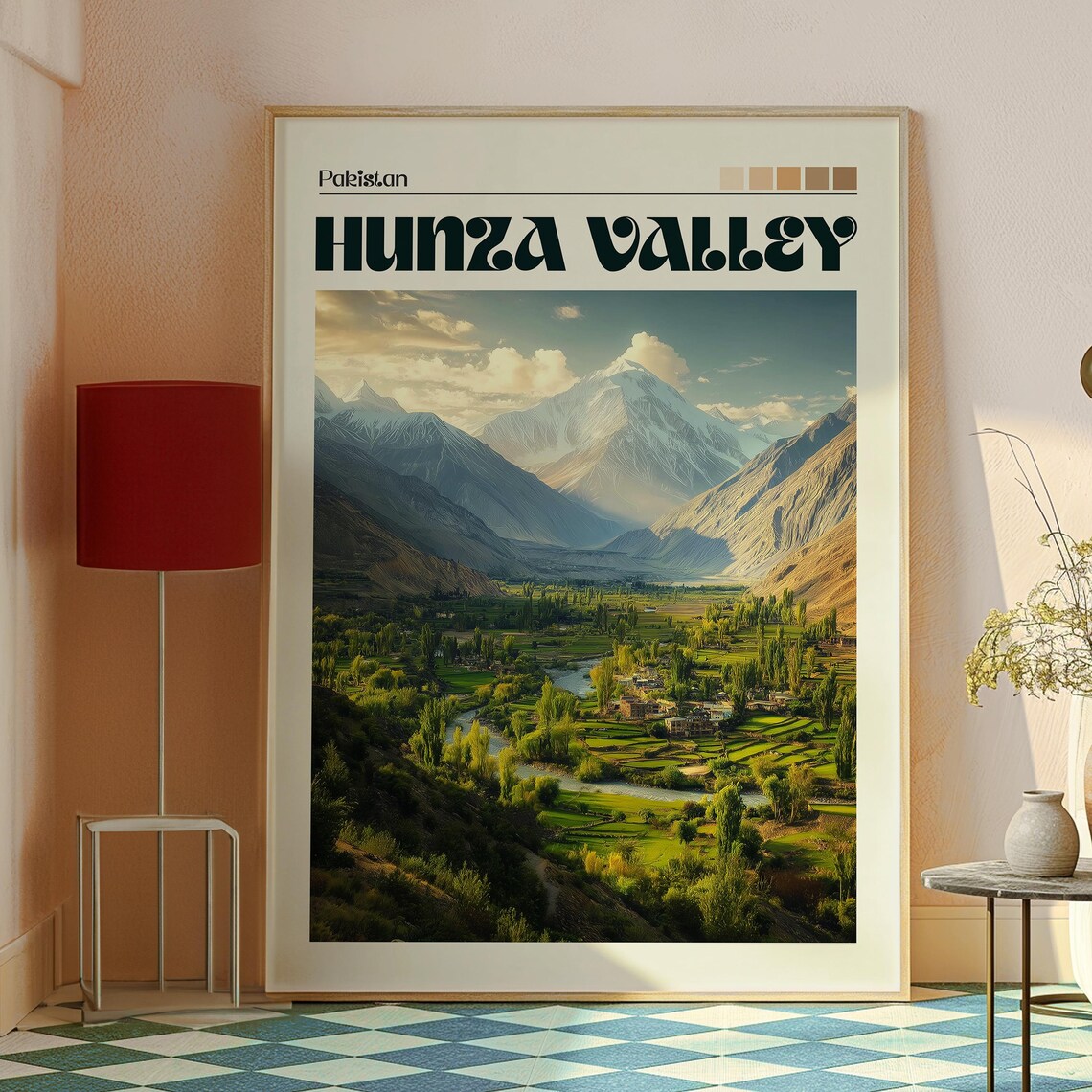 Hunza Valley Pakistan Karakoram Snow Peaks Village Travel Poster - Image 2