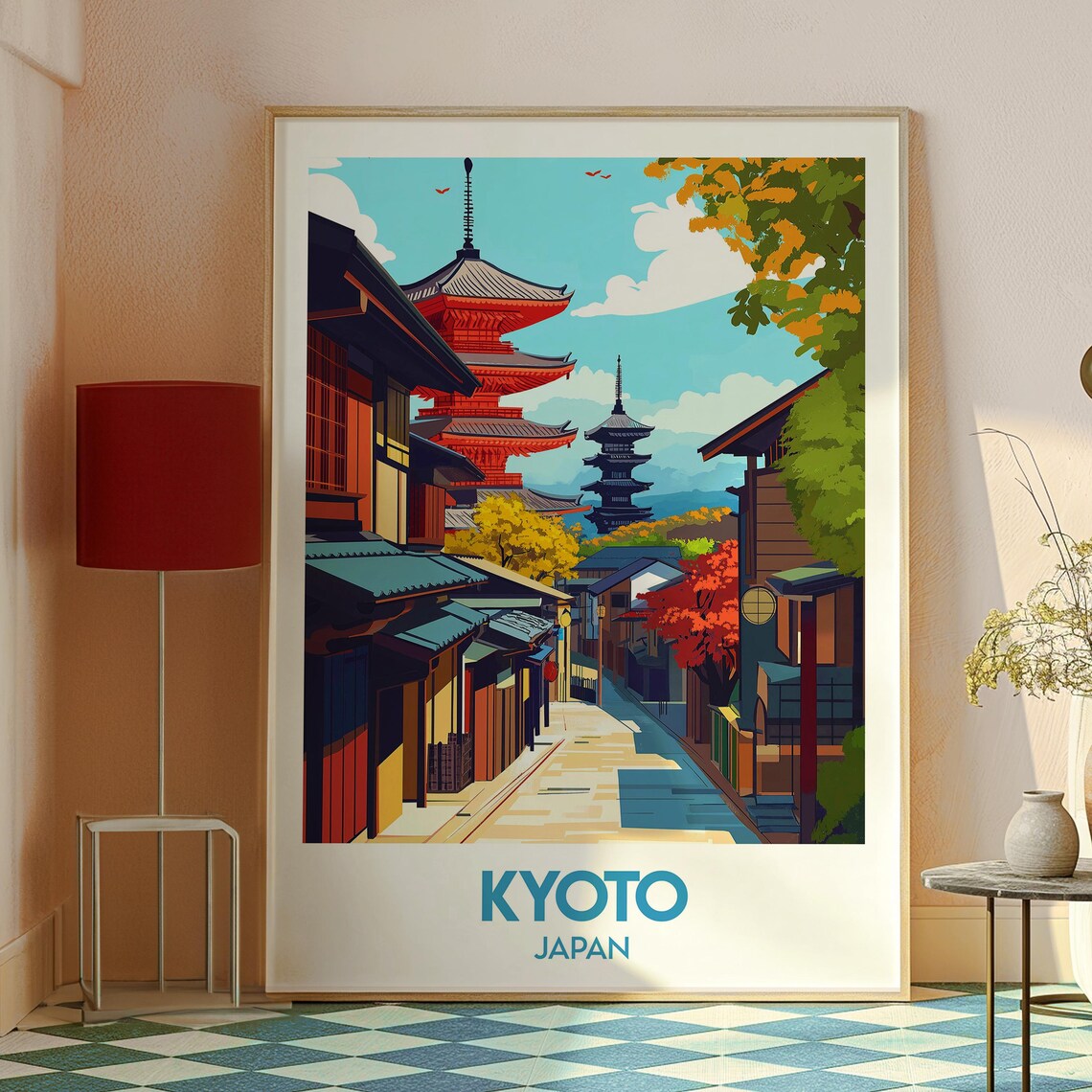 Kyoto Japan Pagoda Old Town Lantern Street Autumn Maples Travel Poster - Image 2