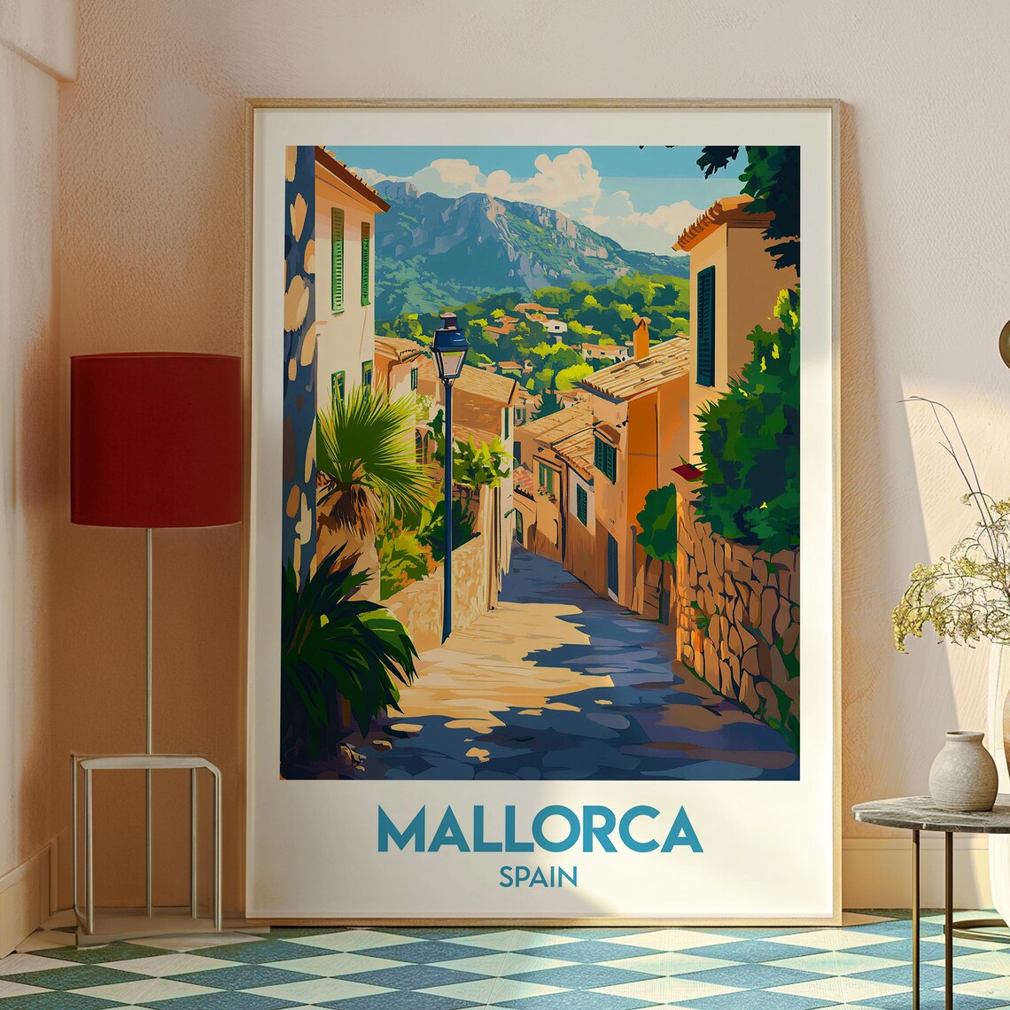 Mallorca Spain Village Street Mountain View Sunny Travel Poster - Image 2
